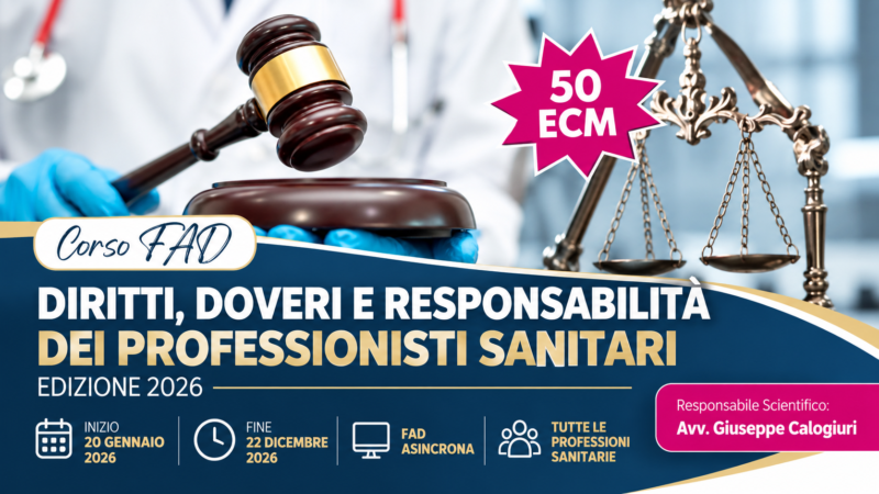 Corso FAD ECM Diritti, doveri e responsabilità dei professionisti sanitari 2026 da 50 crediti ECM